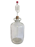 5 Litre Glass Demi John with Ovaled Neck, 2 Large Cork Bungs and an Airlock