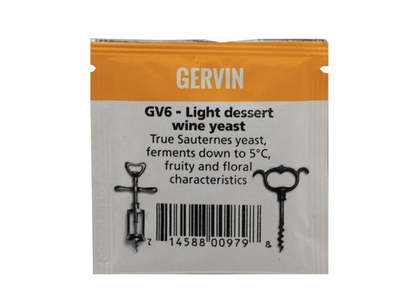 Yeast Sachet 5g - Gervin GV6 Light Dessert Wine Yeast - True Sauternes Yeast For Fermenting at Low Temperatures & For Fruity Floral Wines - SPECIAL OFFER AS BEST BEFORE IS 28/02/2025